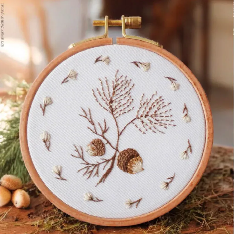 Kit broderie deux glands, 16 x 16 cm, tambour non inclus