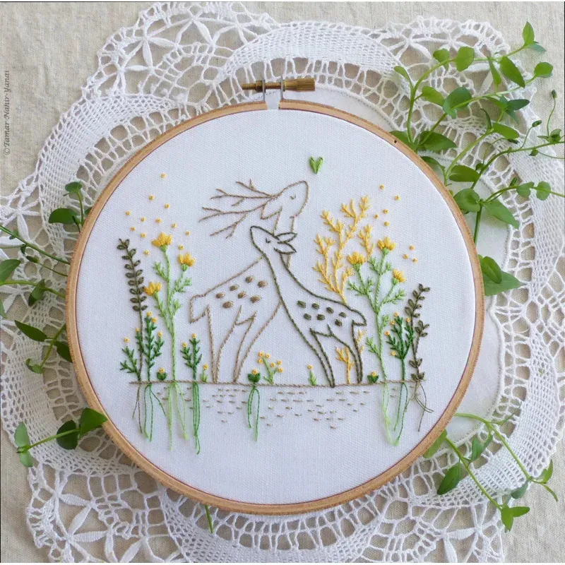 Kit broderie Love Story animaux et nature, 21 x 21 cm