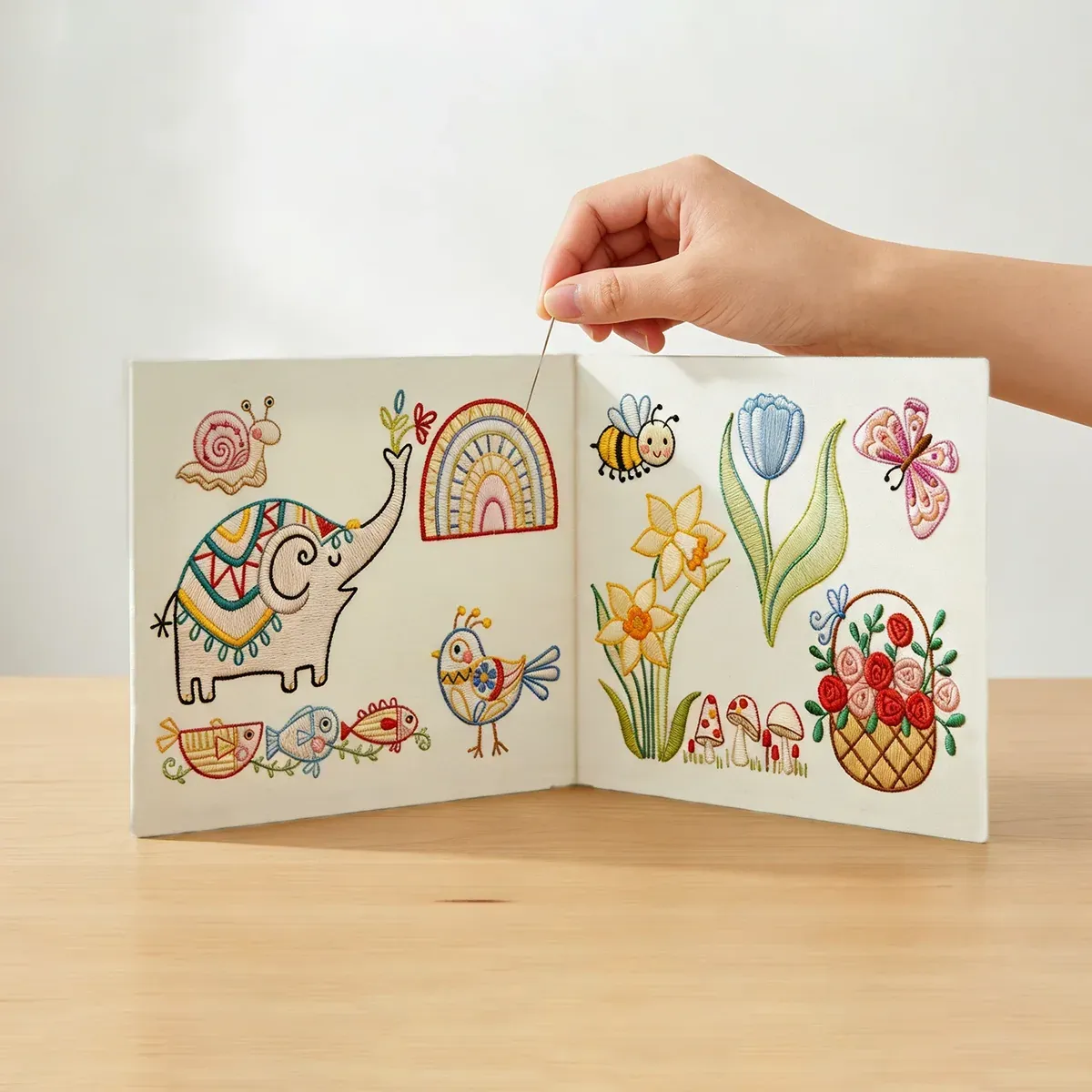 Kit de broderie à la main débutant, 9 tissus préimprimés