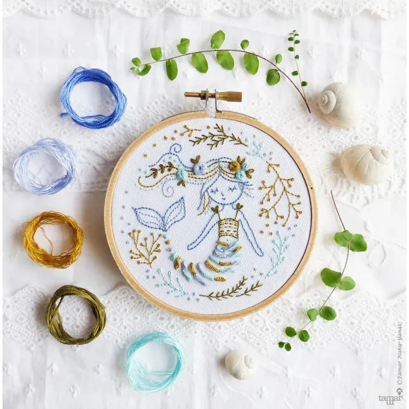 Kit broderie sirène Mermaid Dreams, 16 x 16 cm