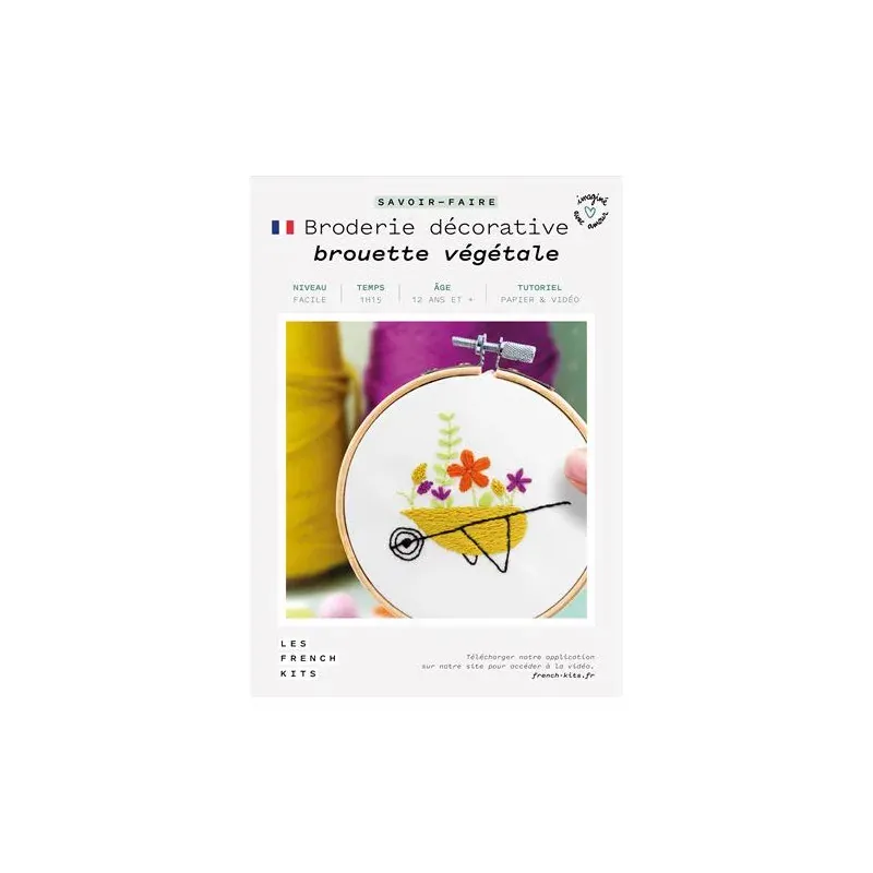 Kit broderie traditionnelle brouette végétale fleurie