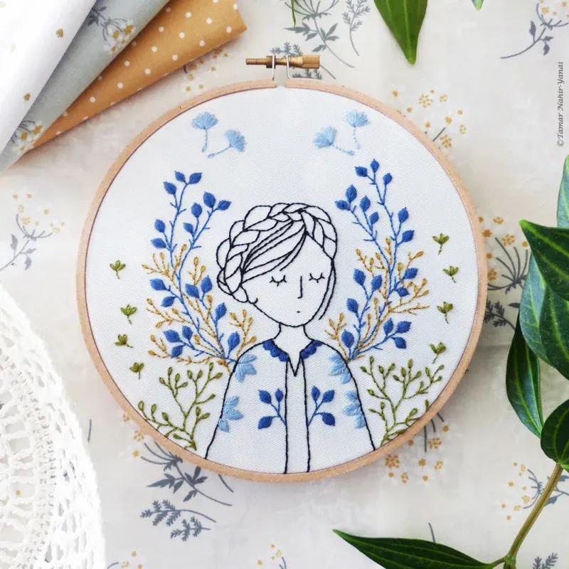 Kit broderie traditionnelle Dreamy Lady, 21 x 21 cm