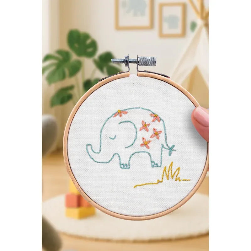 Kit broderie traditionnelle éléphant Les French Kits