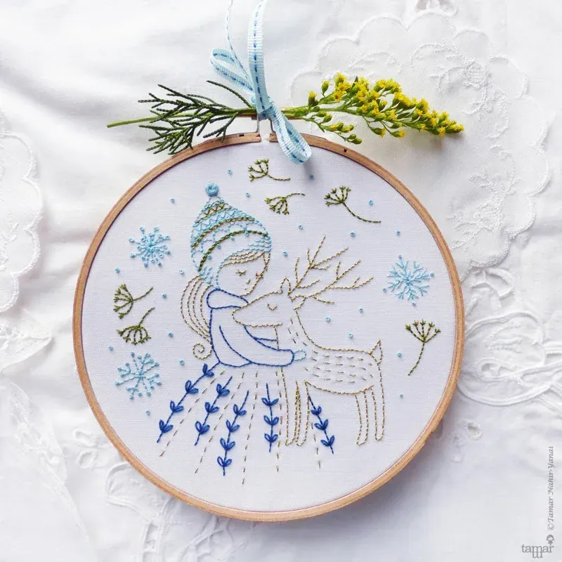 Kit broderie traditionnelle Golden Deer, 21 x 21 cm