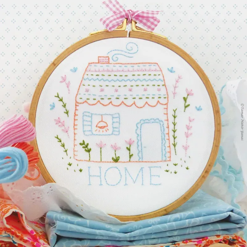 Kit broderie traditionnelle Home Sweet Home, 21 x 21 cm