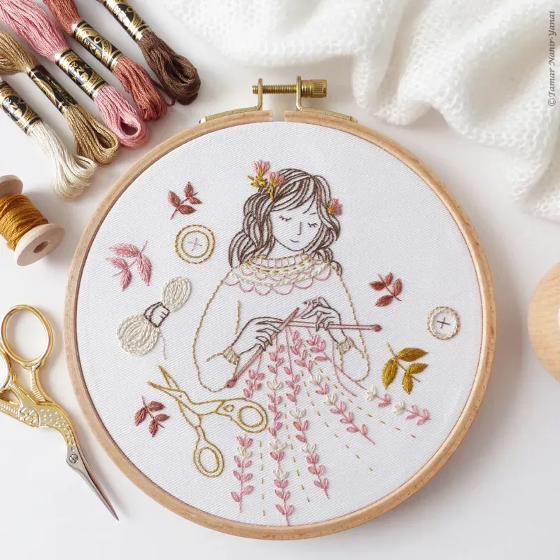 Kit broderie traditionnelle Knitted Dreams, 21 x 21 cm