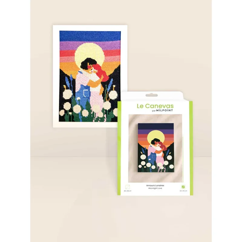 Kit canevas Amours lunaires, motif 20 x 30 cm