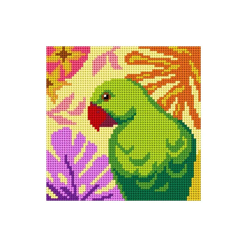 Kit canevas ara tropical Slowcraft, 26 x 26 cm