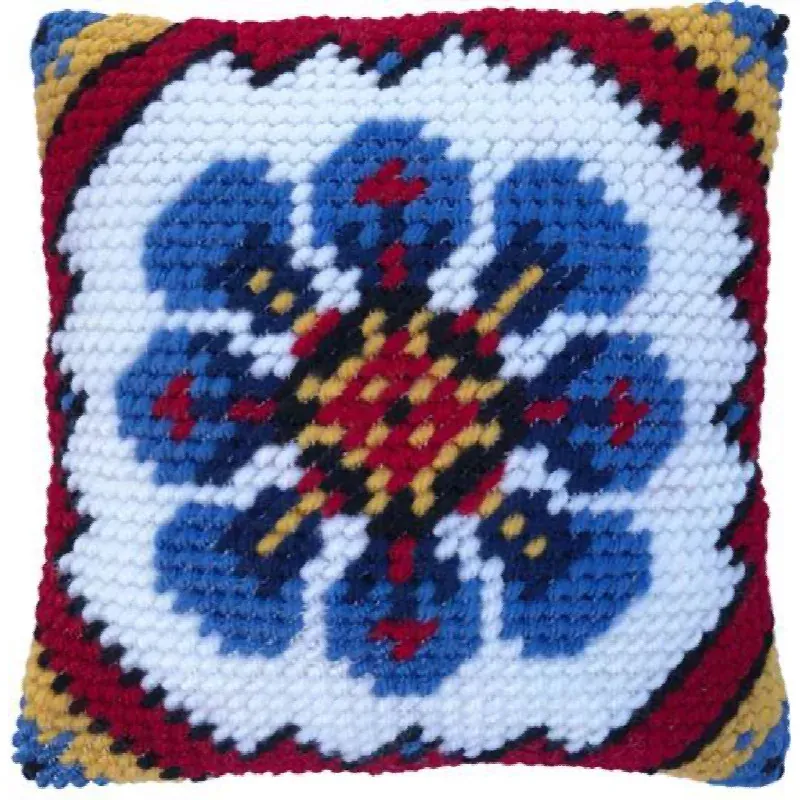 Kit canevas coussin bleu indien Ladybird, 22 x 22 cm