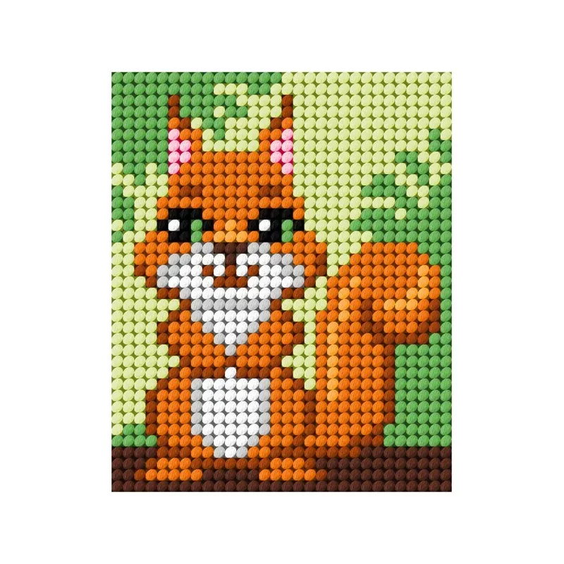 Kit canevas demi-point enfant petit écureuil, 17 x 20,5 cm