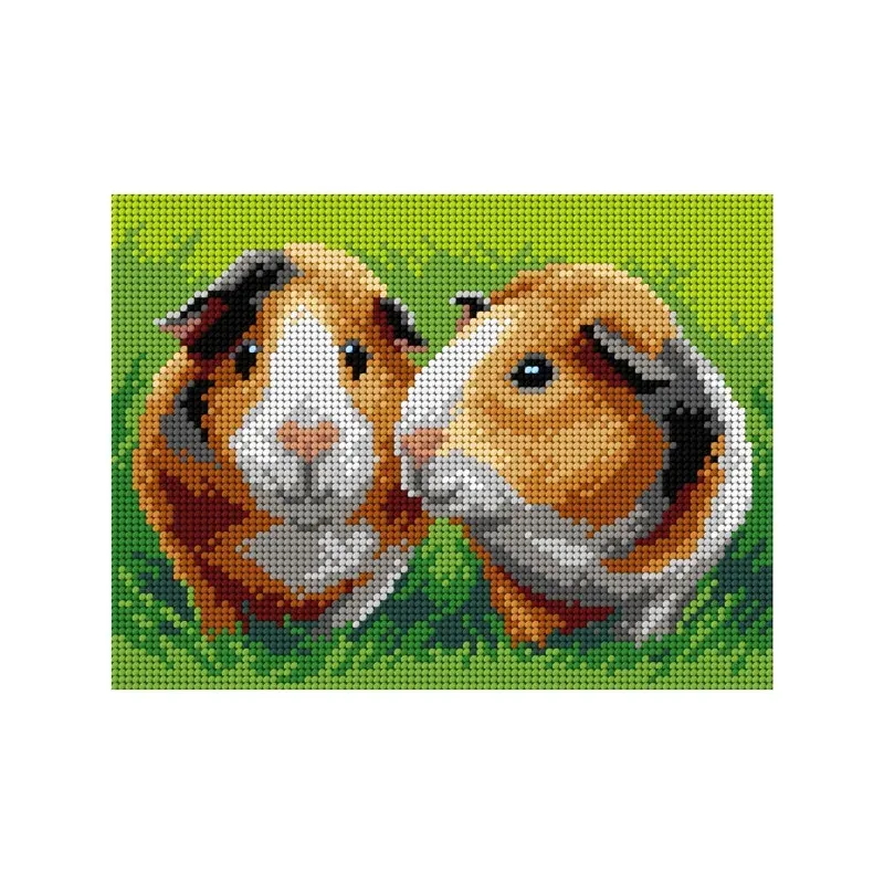 Kit canevas deux cochons d’Inde sur toile, 18 x 24 cm