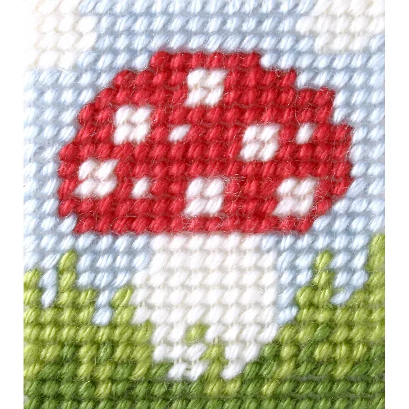 Kit canevas enfant champignon au demi-point, 11 x 13 cm