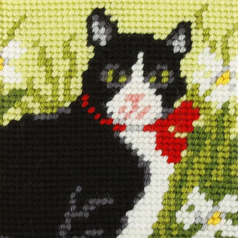 Kit canevas enfant chat au demi-point, 16,5 x 16,5 cm