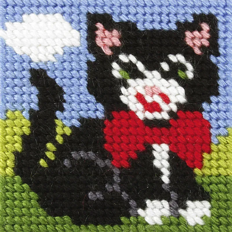 Kit canevas enfant chaton au nœud papillon, 10,5 cm