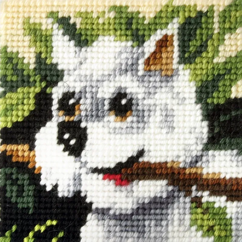 Kit canevas enfant chien blanc, 16,5 x 16,5 cm