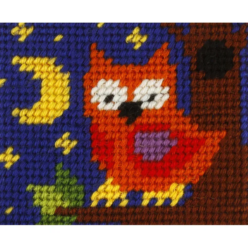 Kit canevas enfant chouette la nuit, 17 x 20,5 cm