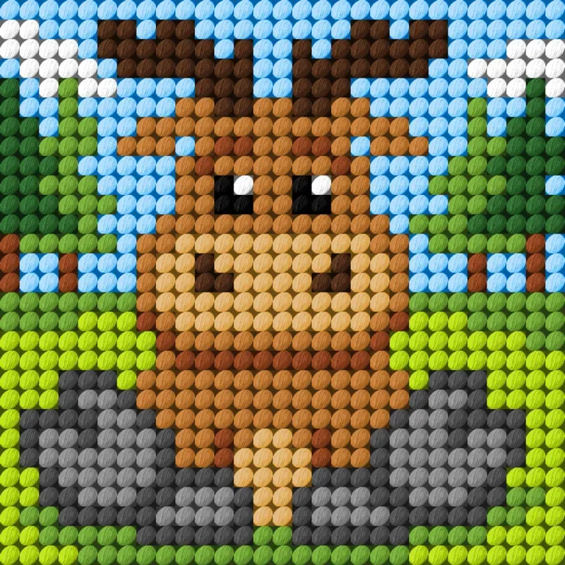 Kit canevas enfant le cerf au demi-point, 10,5 x 10,5 cm