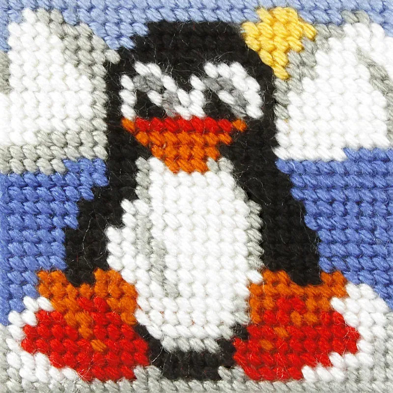 Kit canevas enfant le pingouin, 10,5 x 10,5 cm