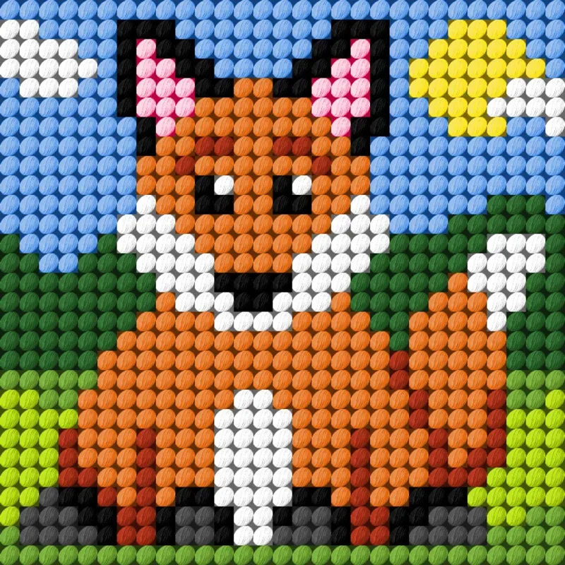 Kit canevas enfant le renard, 10,5 x 10,5 cm