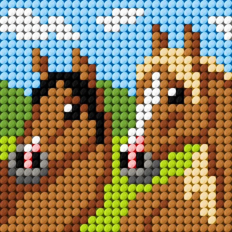 Kit canevas enfant les 2 chevaux, 10,5 x 10,5 cm