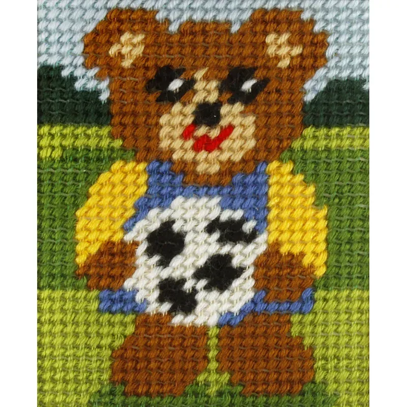 Kit canevas enfant ourson avec ballon, 17 x 20,5 cm
