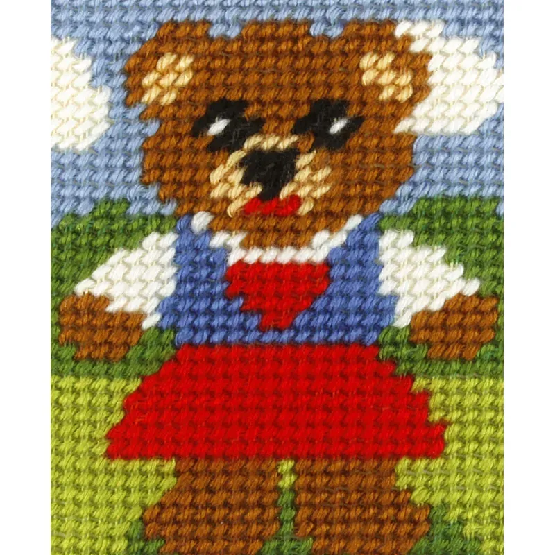 Kit canevas enfant oursonne débutant, 17 x 20,5 cm