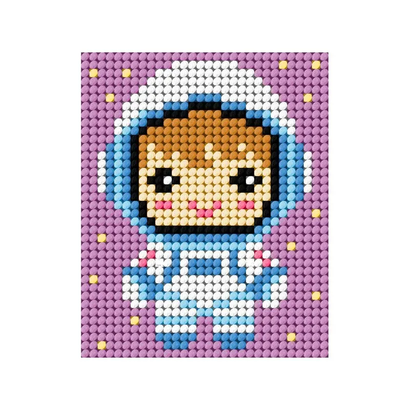 Kit canevas enfant petit astronaute kawai, 17 x 20,5 cm