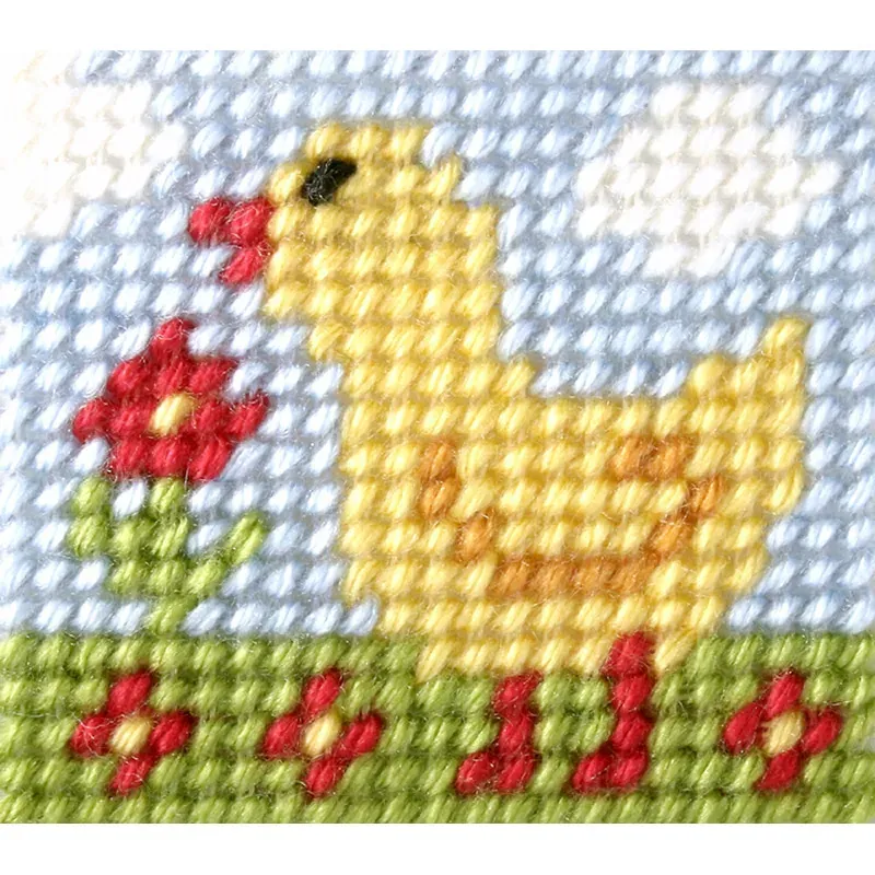 Kit canevas enfant petit canard au demi-point, 11 x 13 cm