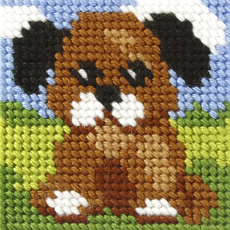 Kit canevas enfant le petit chien, 10,5 x 10,5 cm