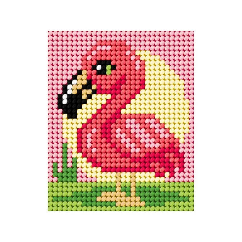 Kit canevas enfant petit flamant rose, 17 x 20,5 cm
