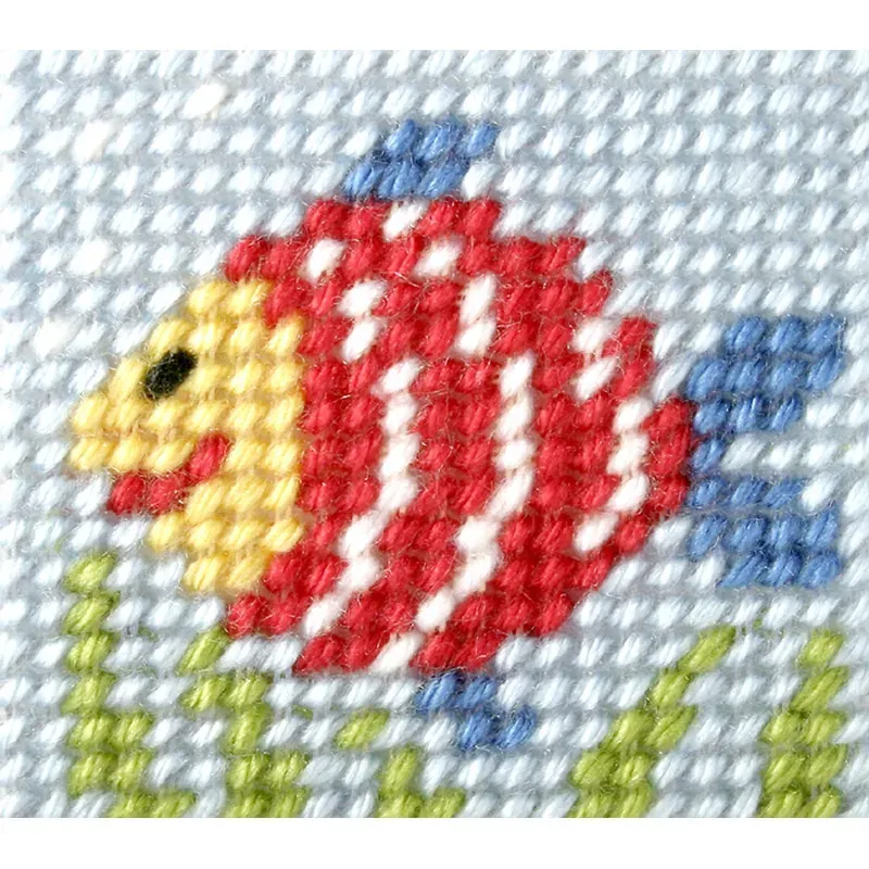 Kit canevas enfant poisson multicolore, 11 x 13 cm