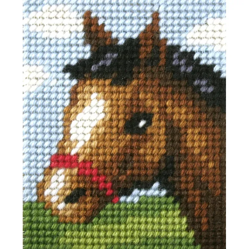 Kit canevas enfant tête de cheval, 17 x 20,5 cm