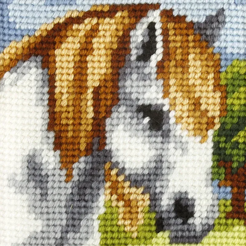 Kit canevas enfant tête de cheval blanc, 16,5 x 16,5 cm