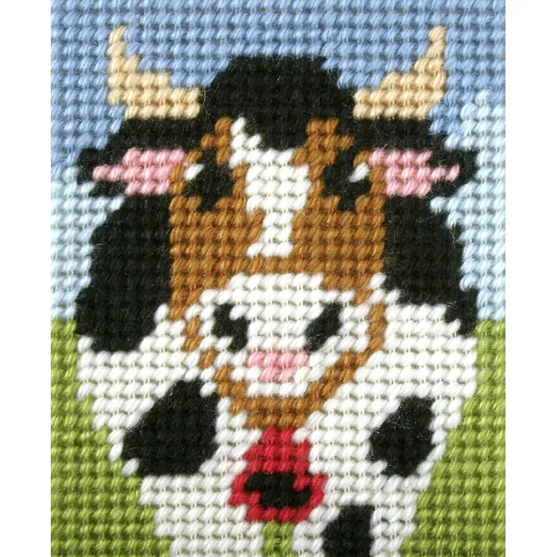Kit canevas enfant vache Orchidea, 17 x 20,5 cm