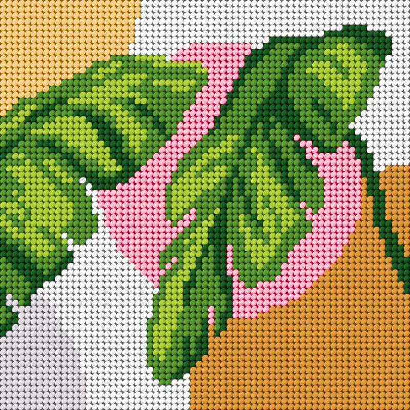 Kit canevas feuilles de plante grasse, 26 x 26 cm