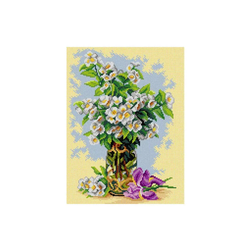Kit canevas fleurs d’été d’après de Longpré, 30 x 40 cm