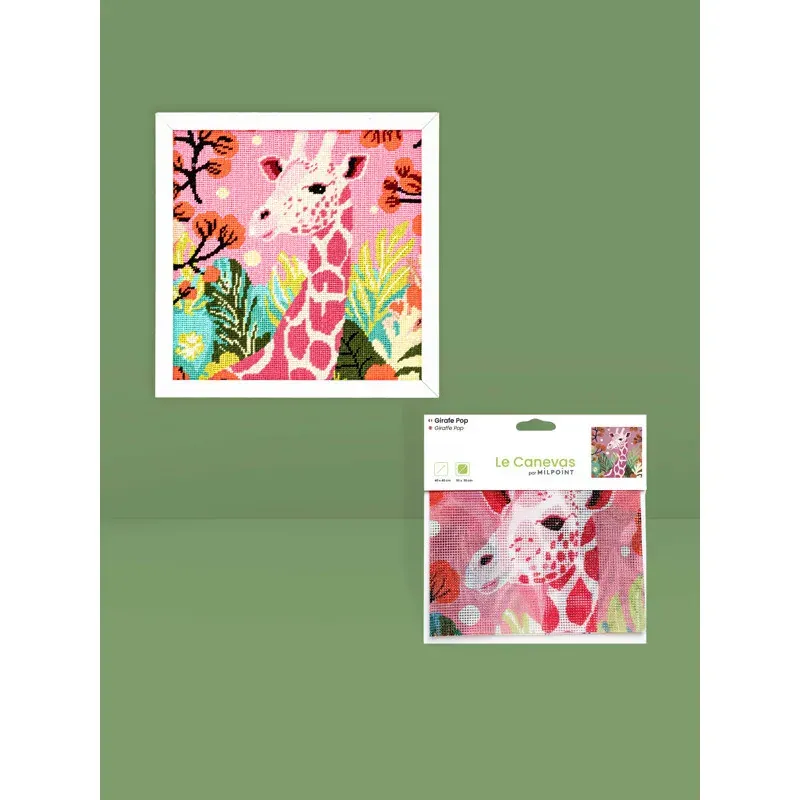 Kit canevas girafe pop rose, 30 x 30 cm