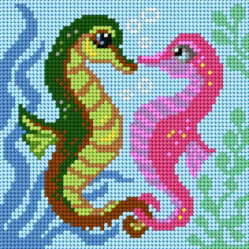 Kit canevas hippocampes Slowcraft, 26 x 26 cm