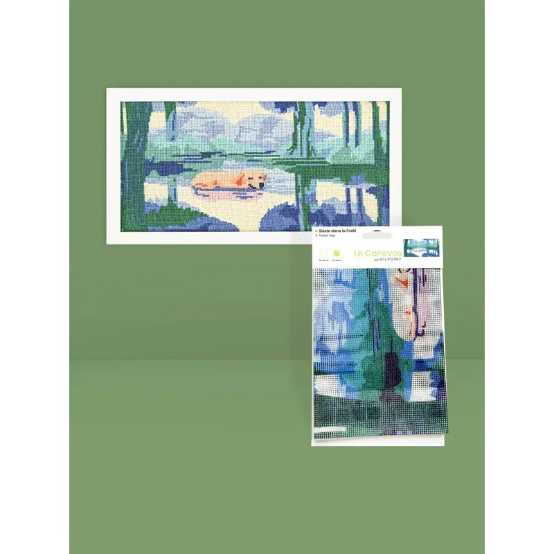 Kit canevas imprimé Sieste dans la forêt, 40 x 20 cm