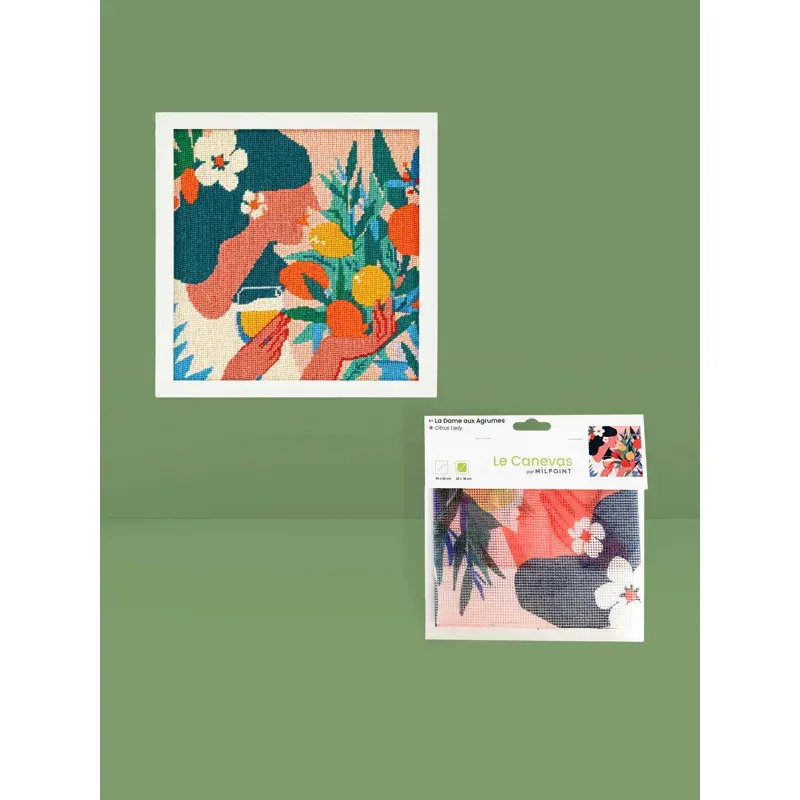 Kit canevas La Dame aux Agrumes à broder, 30 x 30 cm