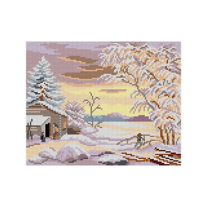 Kit canevas lever de soleil en hiver, 30 x 40 cm
