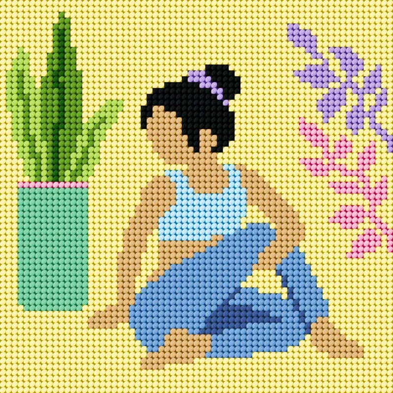 Kit canevas motif yoga Slowcraft Orchidea, 26 x 26 cm