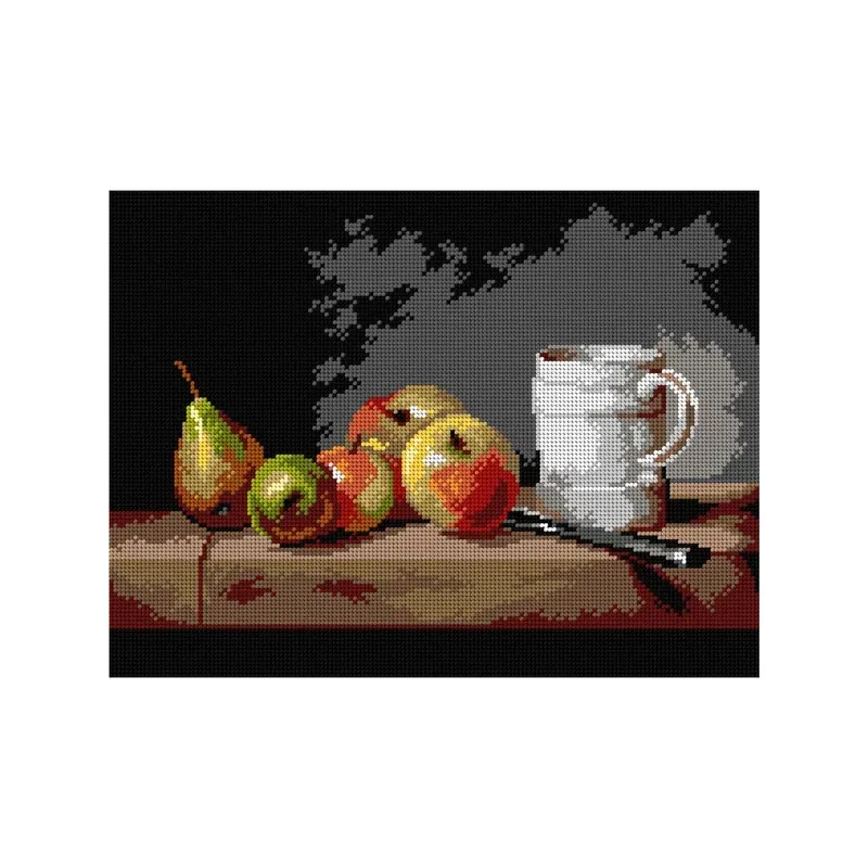 Kit canevas nature morte pommes et poires, 30 x 40 cm