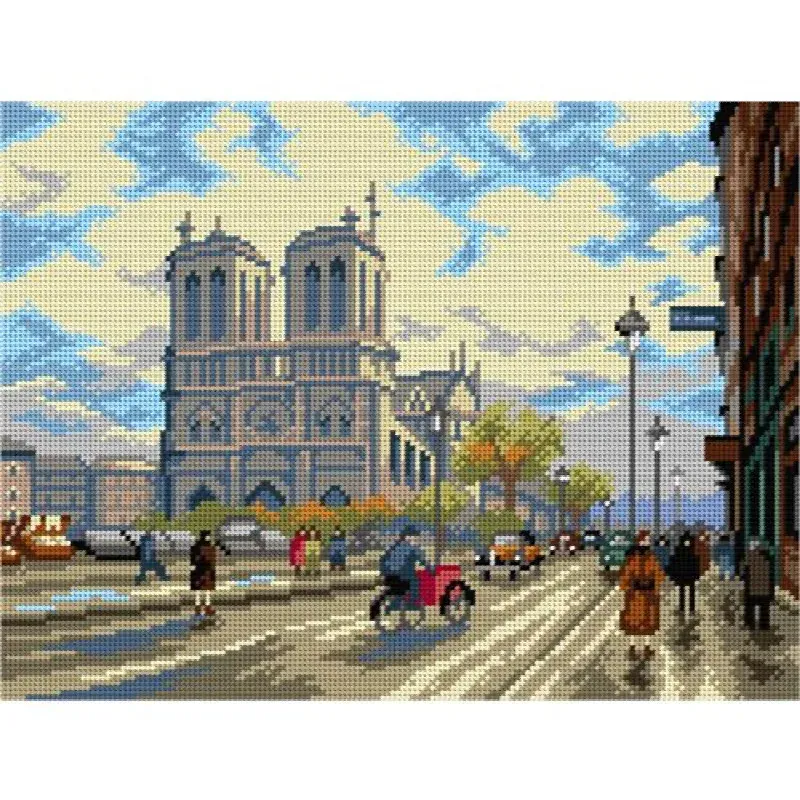 Kit canevas Notre-Dame de Paris sur toile coton antique