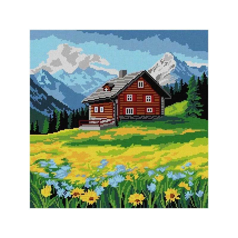 Kit canevas paysage de montagne sur toile, 30 x 40 cm