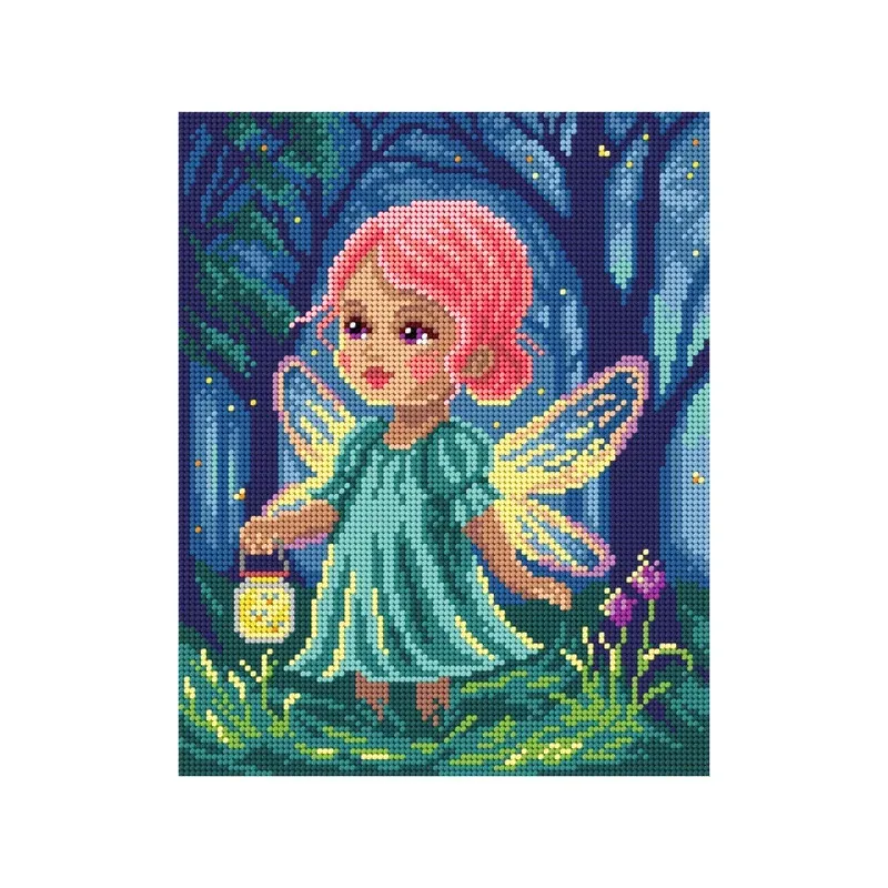 Kit canevas petite luciole dans la forêt, 24 x 30 cm