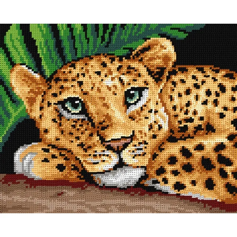 Kit canevas le repos du guépard sur toile, 30 x 40 cm