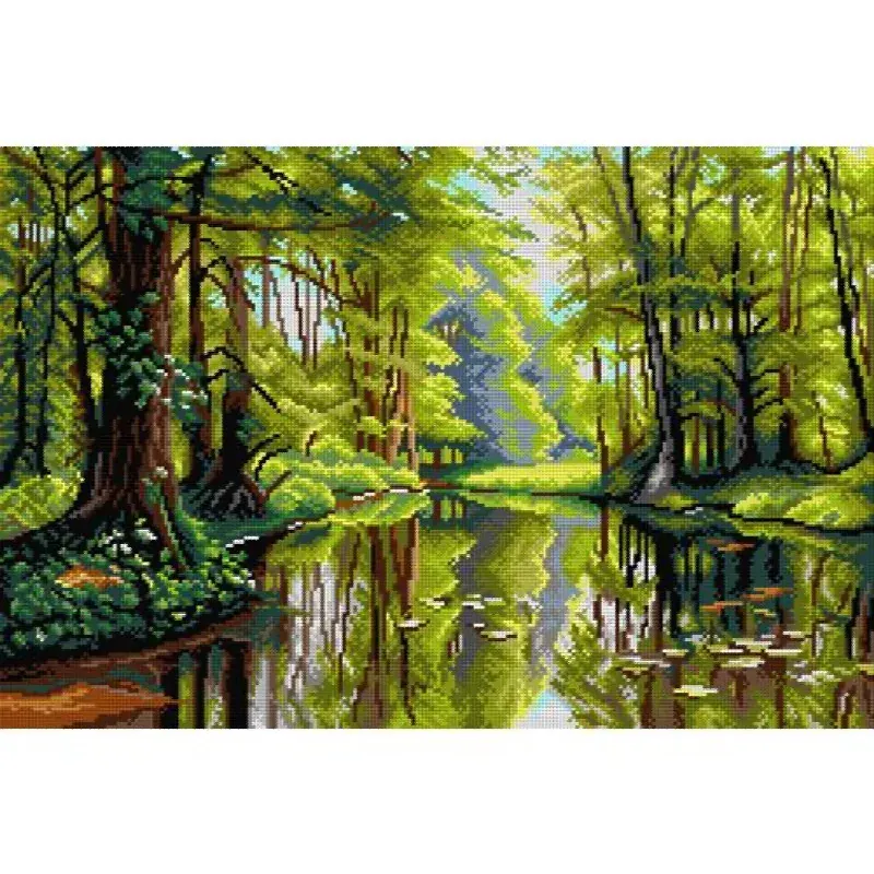 Kit canevas rivière sous les bois, 40 x 50 cm