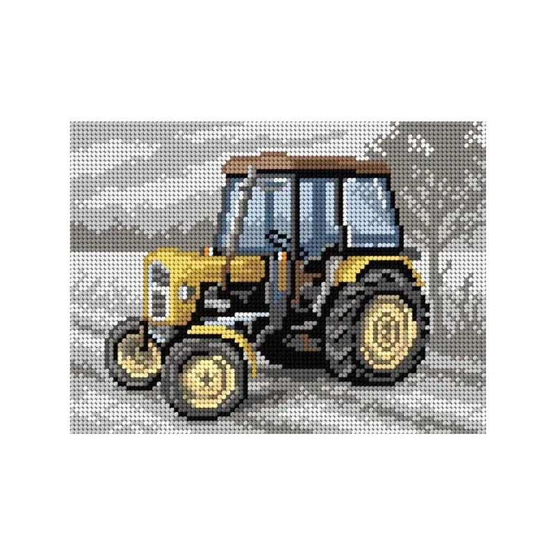 Kit canevas tracteur sur toile blanche, 30 x 40 cm