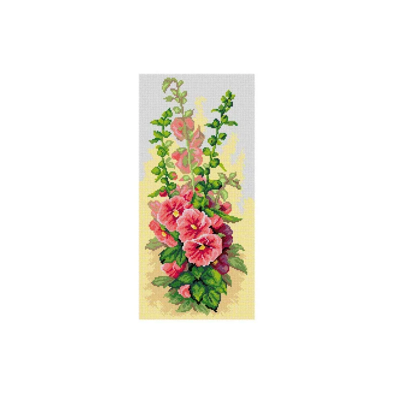 Kit canevas trémières d’après de Longpré, 24 x 51 cm